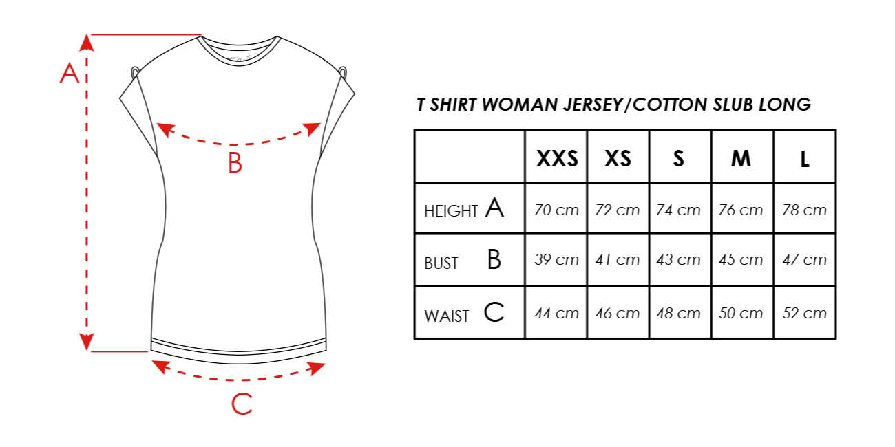 Size info T-Shirt woman Cotton Jersey/slub long